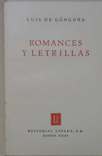 Romances Y Letrillas Luis De Góngora