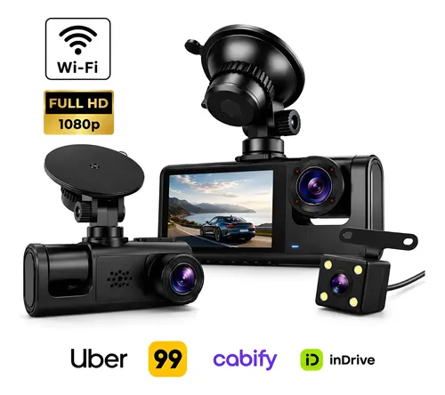 3 Câmeras Automotiva Veicular Carro HD Noturna 1080p