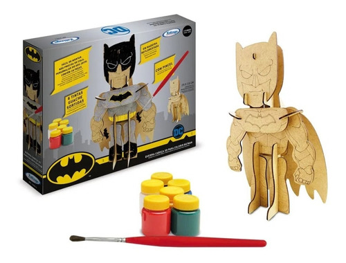 Quebra-cabeças 3d Boneco Batman Mdf Para Colorir 18 Peças 