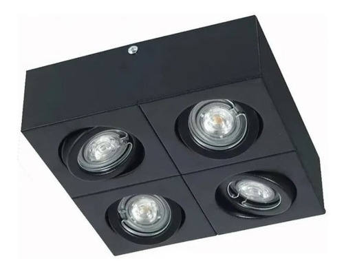 Plafon Moderno Cuadrado Dicroico 4 Luces Lamparas Led Gu10 Estructura Negro