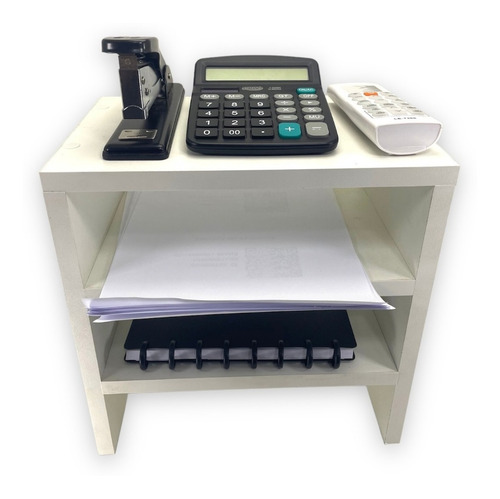 Prateleira Para Monitor Em Mdf Duplo Escritório + Escaninho