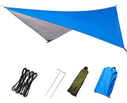 Carpa Lona Grande Camping Senderismo Tierra Tela Clavos Azul