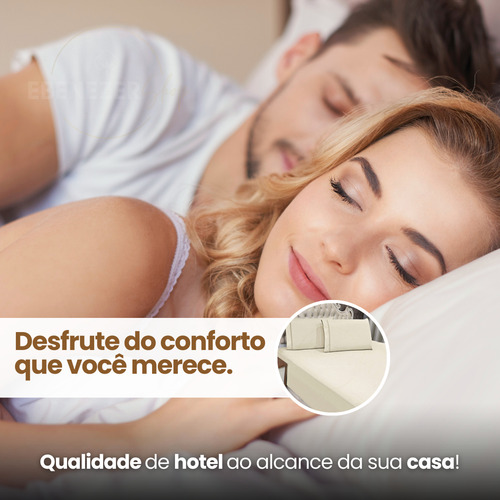 Jogo De Cama Casal Padrão 3 Peças 400 Fios Toque Acetinado Suave C/ Fronha Ponto Palito Premium Cor Palha