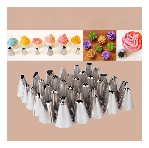 Imagem 3 de 5 de Kit 22 Bico De Metal Para Confeiteiro Para Bolo Cupcake E Do