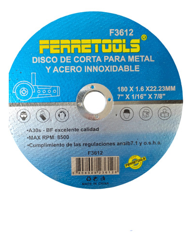 Disco Corte Inox Metal 7 Pulgadas Pack 25 Und