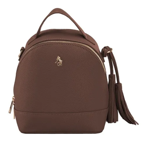 Backpack Hpc Polo Con Logo De La Marca En Granulada Color Marr n