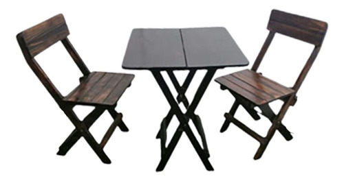 Juego Comedor Plegable Cuadrada Con Sillas En Marron