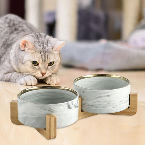 Tigelas Elevadas Para Gatos Suporte De Tigela Dupla Cinza