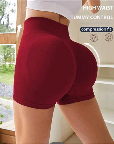 Shorts Deportivos De Cintura Ancha Vino Tinto