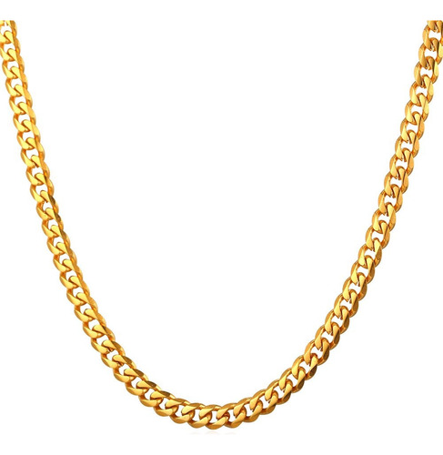 Cadena Collar Chapado Oro 18k De Acero Inoxidable 3mm X70cms