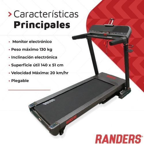 Imagen 2 de 10 de Cinta Motorizada Randers Arg-783 Inclinacion Electronic