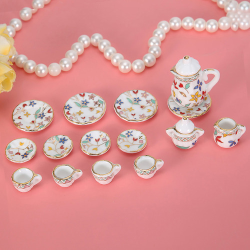 Té De Flores De Porcelana En Miniatura 1:12 De Dollhouse Kit