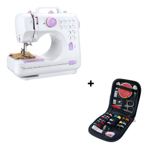 Mini Máquina De Costura Portátil 12 Pontos 127/220V + Kit Costura Completo Com Linhas E Tesoura - Lar das Fitas