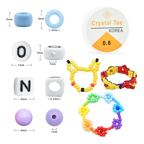 Perlas De Arco Iris Hacer Pulseras Kit, 48 Colores, Per...