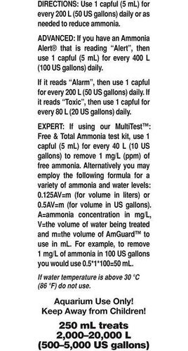 Neutralizador De Amoniaco Para Acuarios Amguard 250ml