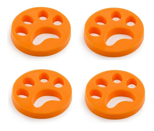 Removedor Quita Pelos De Mascotas, Kit X4 Unidades Color Naranja