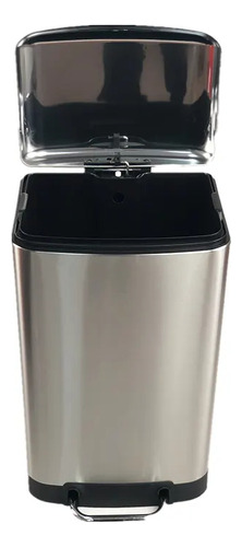 Cesto Rectangular Métalico Con Pedal 30 L Cierre De Lento