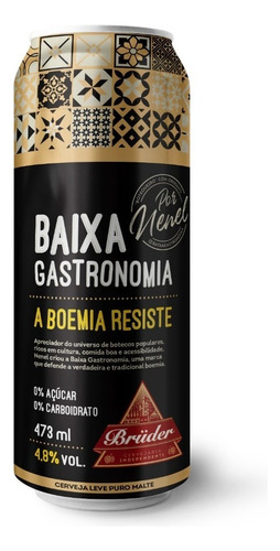 Cerveja Zero Açúcar Baixa Gastronomia 12 Un. Latão 473ml