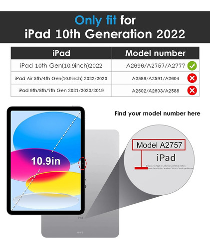 Funda Para iPad De 10ª Generación De 10.9 Pulgadas 2022