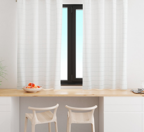 Imagen 2 de 5 de Cortina Corta Diseño Vainilla 2 Paños De 1.40x1.35 Mts