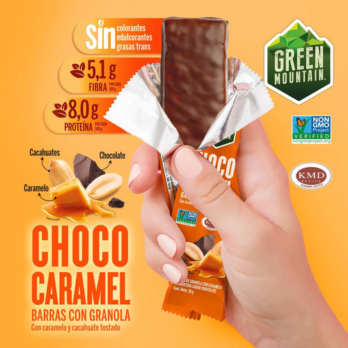 Barra Choco Caramel De Green Mountain® Caja De 1.2 Kg Con 40