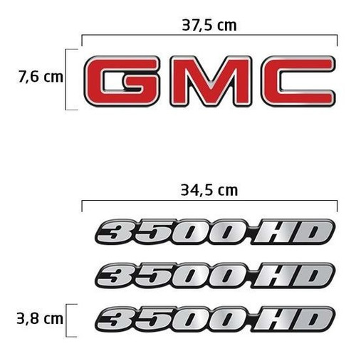 Imagem 7 de 7 de Emblemas Gmc 3500-hd Adesivos Laterais E Traseiros Resinados