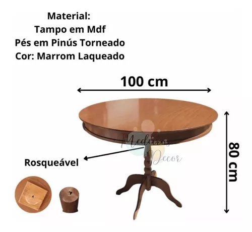 Mesa Redonda Vintage de 100 cm de diametro