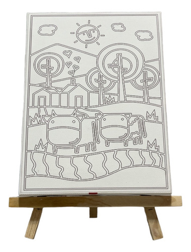 Set De 5 Lienzos Para Pintar Con Caballete Y Pinturas