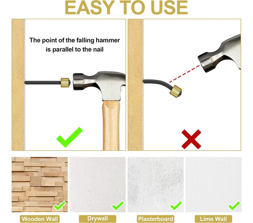 120PCS Clavos para Colgar Cuadros, 4 Tamaños de Clavos para Colgar Cuadros para Decoración de Paredes Kit de Marcos para Colgar Espejos Herramienta para Colgar Cuadros