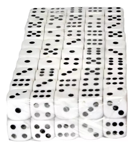 100 Dados De Puntos Blancos 16mm. Para Juego Azar Juego Mesa