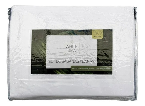 Set De 4 Sábanas Planas King Size White Spa Blanco Blanco Liso