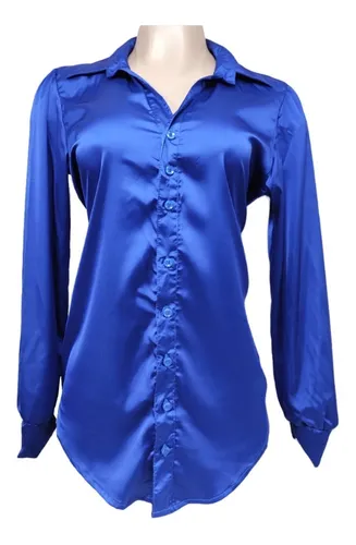 Blusa Elegante Manga Larga En Con Cuello Tipo Camisa