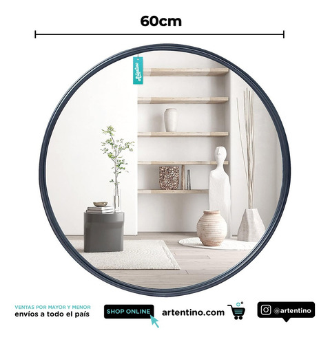 Imagen 3 de 10 de Espejo Baño Living 60 Cm Marco Hierro Redondo Moderno Deco
