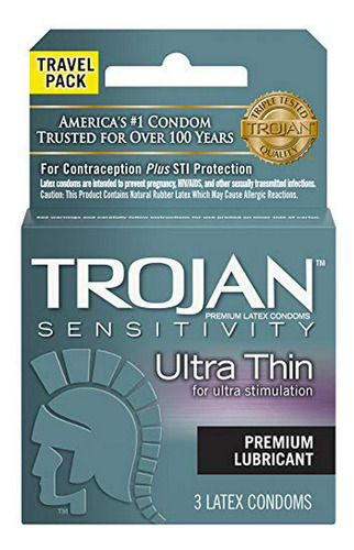 Condones Trojan Sensitivity Ultra Thin (1 Pack) 3 Unidades