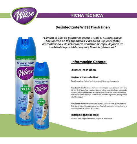 2 Pz - Wiese Spray Desinfectante Antibacterial 226gr/236ml