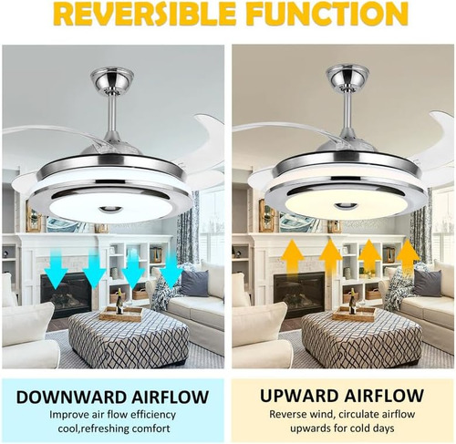 42 Ventilador De Techo Reversible Bluetooth Con Luz Y Altavo