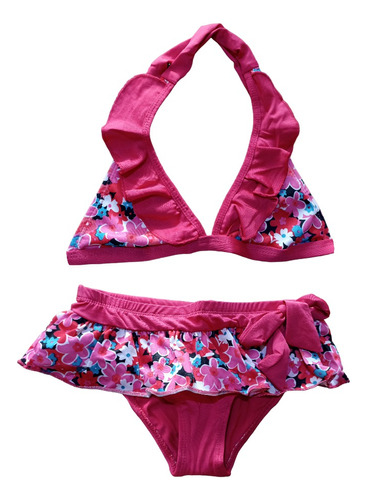 Bikini Para Niña Traje De Baño 2 Piezas Flores Piscina Playa