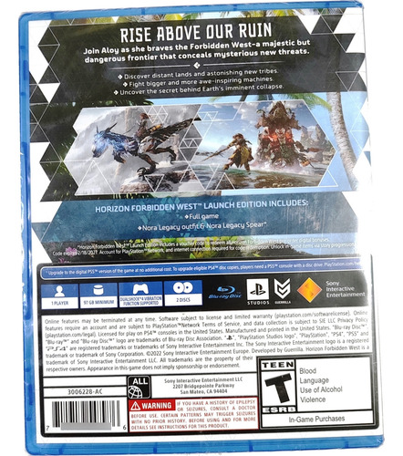 Videojuego Horizon Forbidden West Launch Edition Ps4 Sellado (Usado)
