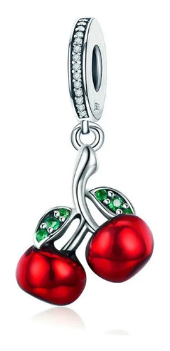 Charm Diseño Cerezas, Plata De Ley 925.