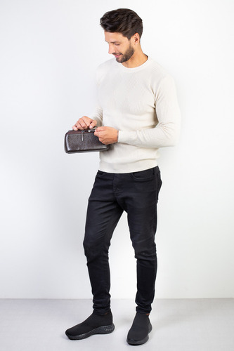 Necessaire Masculina De Couro Floater Athos 11x25x12,5cm Cor Café