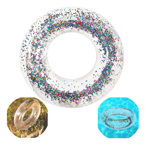 Kit 2 Bolas Infláveis Com Glitter + 2 Boias Infláveis Com Gl