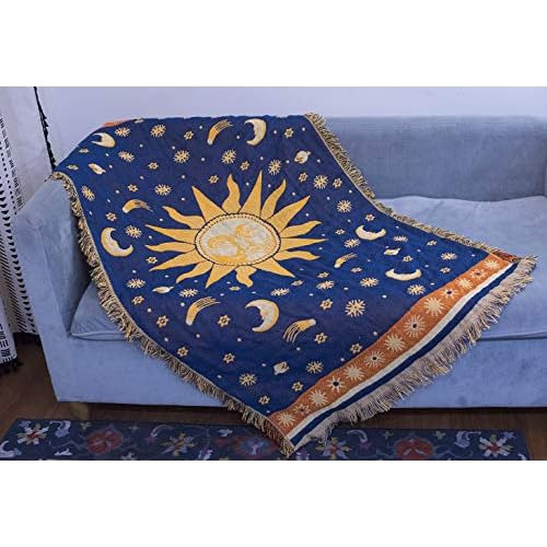 Funda De Cojín 35 X60  Diseño De Sol Y Luna Estrellas...