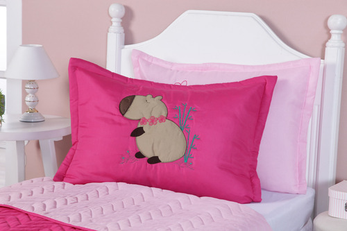 Cobre Leito Solteiro Capivara Filo Dupla Flace 2 Peças Cor Pink Liso
