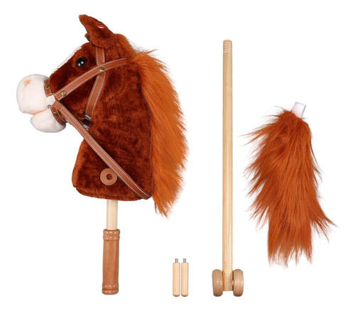 Caballo De Peluche Con Ruedas De Madera, Poni Real Relinchan
