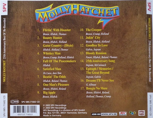 Cd 25th Anniversary - Best Of Re-recorded (molly Hatchet) Estándar