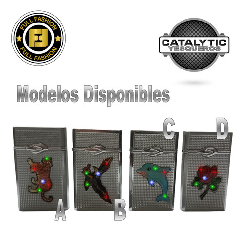 Yesquero Metálico Catalítico Recargable Con Led De Colores