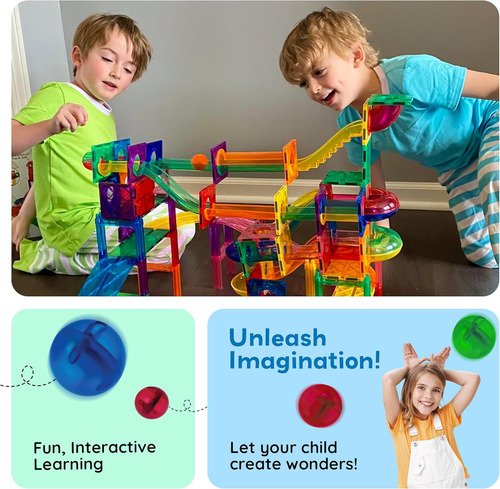 Picassotiles 70 Pcs Marble Run Maze Race Track Magnetic T...