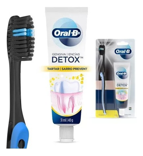 Kit Viagem Oral-b - Escova Dental + Creme Dental  40g Detox