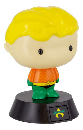 Lámpara 3d Aquaman Estructura Negro Pantalla Amarillo