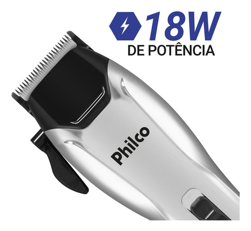 Cortador De Cabelos Philco 9 Acessórios 4 Pentes Preto 110v
